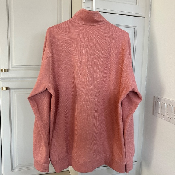 Lands End Mens LT Quarter Zip Sweater Large Tall Salmon - Picture 3 of 7